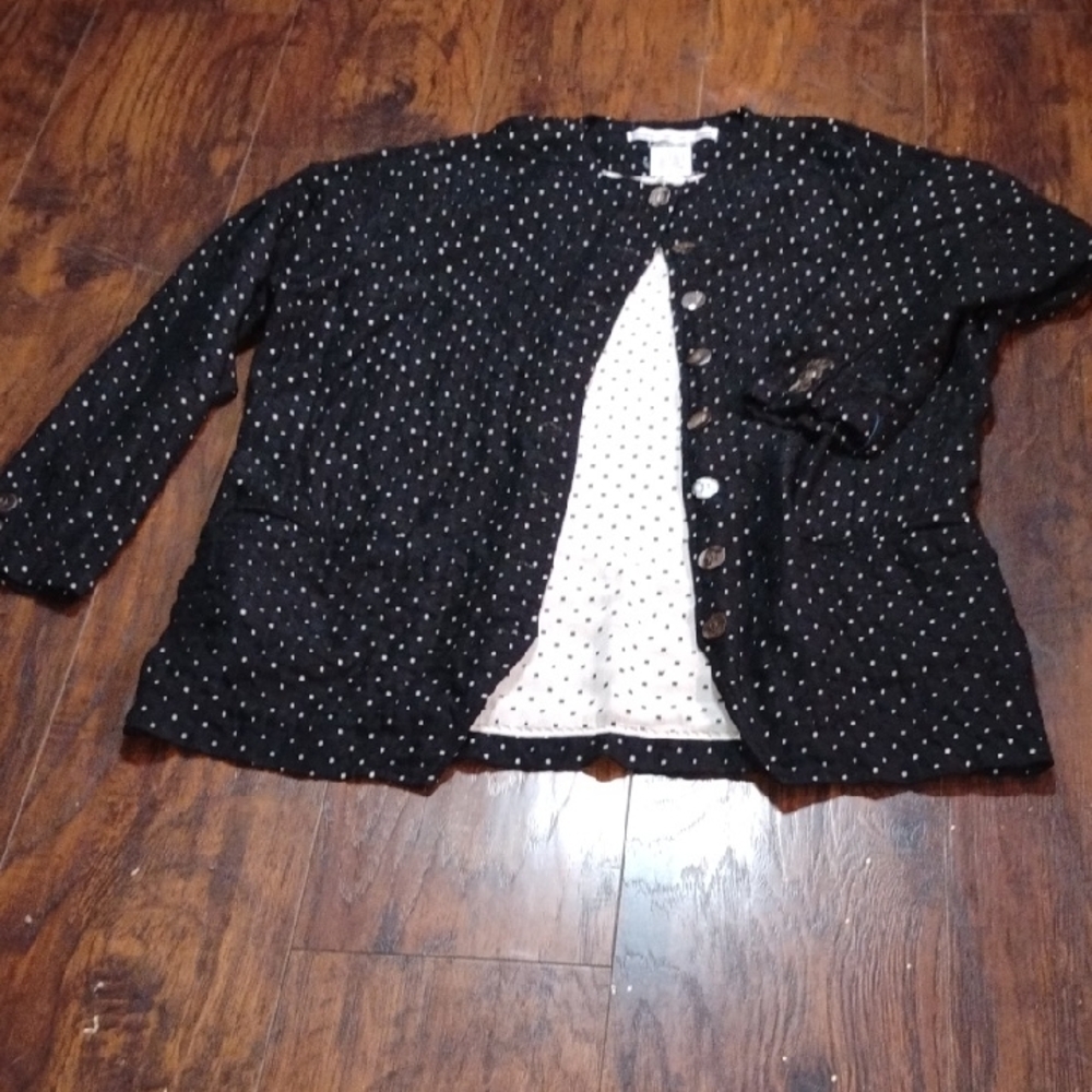 Black Polka Dot Women's Jacket - Classic Button-Up